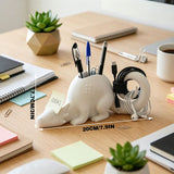 A 3D-printed dragon-shaped desktop organizer adds a touch of fantasy and order to your workspace. (White) - Side View