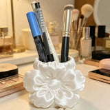3D printed silk flower pen holder, white silk