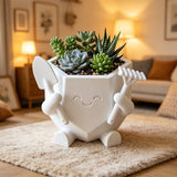 3D Printed Smiling Gardener (White) - Front View