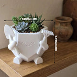 3D Printed Smiling Gardener (White) - Side View