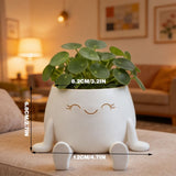 3D-printed sitting flower pot, white - Front View