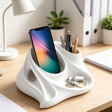 3D Printed Desktop Organizer, White - Front View