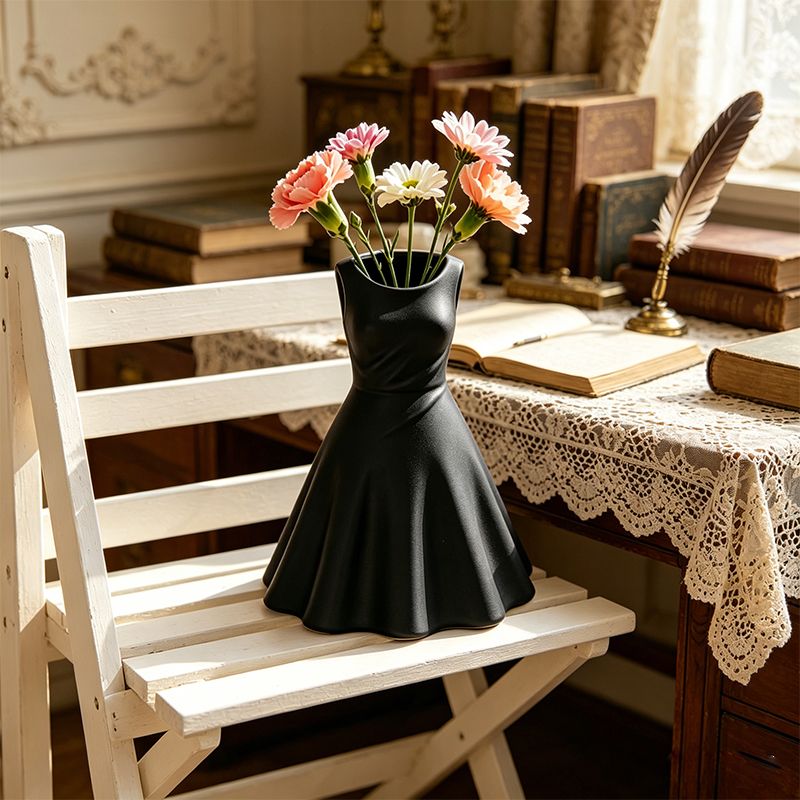 3D printed dress vase, black