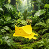 3D Printed Cheese Trap Bonsai, Creative Succulent Potted Planter, Yellow - Front View