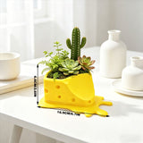 3D Printed Cheese Trap Bonsai, Creative Succulent Potted Planter, Yellow - Side View