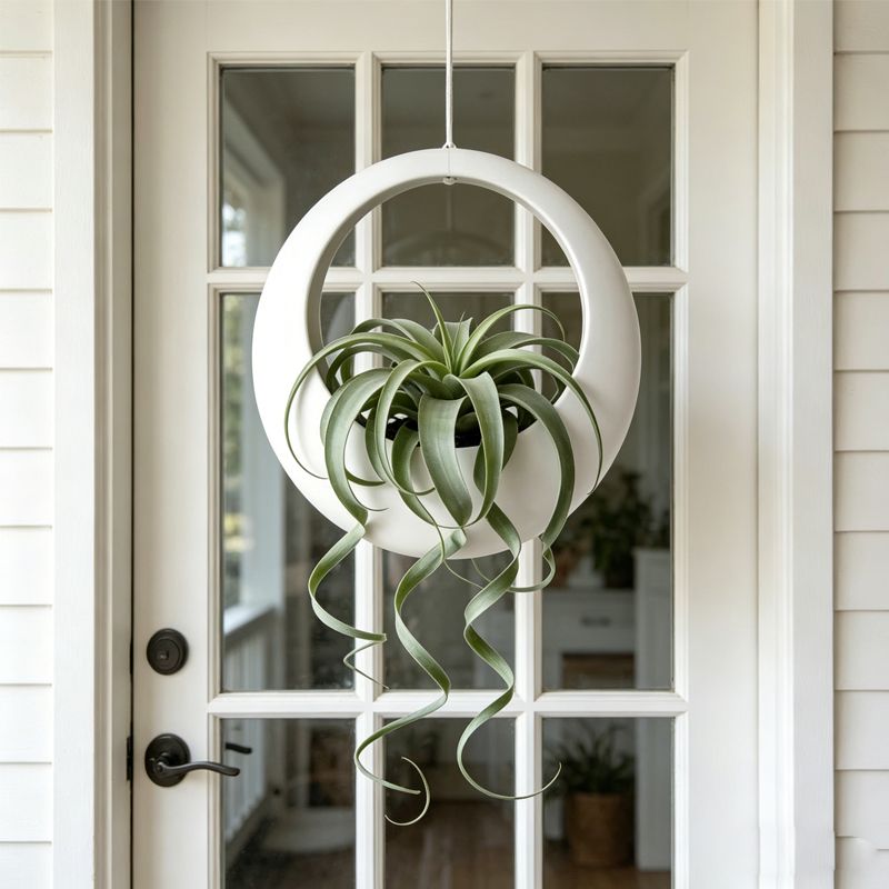 3D-printed circular hanging plant pot, white