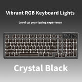 RGB Backlit Wired Mechanical Gaming Keyboard, 104 Keys Full Size Hot Swappable Keyboard with Aluminum Base, Noise Absorbing Foam, Tactile Brown Switch, Programmable Keys & Volume Knob for PC Mac,Crystal Black