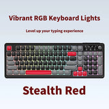 RGB Backlit Wired Mechanical Gaming Keyboard, 104 Keys Full Size Hot Swappable Keyboard with Aluminum Base, Noise Absorbing Foam, Tactile Brown Switch, Programmable Keys & Volume Knob for PC Mac,Stealth Red