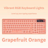 Tri-Mode Wireless Mechanical Keyboard, Bluetooth 5.0/2.4G/USB-C, 96% Layout RGB Backlit Keyboard, Hot Swappable Quiet Switch, Programmable Keys, Multi-Device for PC Mac iOS Android,Grapefruit Orange