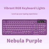 Tri-Mode Wireless Mechanical Keyboard, Bluetooth 5.0/2.4G/USB-C, 96% Layout RGB Backlit Keyboard, Hot Swappable Quiet Switch, Programmable Keys, Multi-Device for PC Mac iOS Android,Nebula Purple