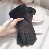 Pink women's Minimalist Solid Color Touchscreen Gloves, Elegant Modern Windproof Warm Riding, Fuzzy Gloves for Fall & Winter