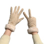 Grey women's Minimalist Solid Color Touchscreen Gloves, Elegant Modern Windproof Warm Riding, Fuzzy Gloves for Fall & Winter
