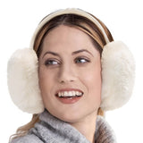 Khaki fluffy Plush Winter Ear Muffs for Women, Foldable Soft Ear Warmers Windproof Thermal Earmuffs for Cold Weather Outdoor Daily Wear
