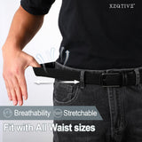 Unisex stretch black woven canvas belt with pin buckle, suitable for jeans, casual pants, shorts and casual wear. - 45-Degree Angle