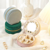 Green Small Portable Jewelry Box with Mirror for Travel, Luxury 3 Layers Jewelry Organizer Compact Case for Necklace Earring