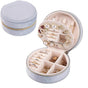 Starlight Gray Small Portable Jewelry Box with Mirror for Travel, Luxury 3 Layers Jewelry Organizer Compact Case for Necklace Earring