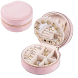 Pink Small Portable Jewelry Box with Mirror for Travel, Luxury 3 Layers Jewelry Organizer Compact Case for Necklace Earring