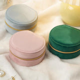 Pink Small Portable Jewelry Box with Mirror for Travel, Luxury 3 Layers Jewelry Organizer Compact Case for Necklace Earring - Side View