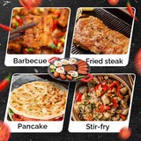 Smokeless Indoor Electric Grill & Nonstick Griddle – Compact, Fast-Heating Tabletop Grill for Steaks, Burgers, Pancakes, BBQ, and Everyday Indoor - Top-Down View