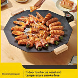 Dodecagon Electric Grill Pan Portable Outdoor Non-Stick Barbecue Cookware For Camping Picnic Smokeless Aluminum Alloy Skillet - Front View