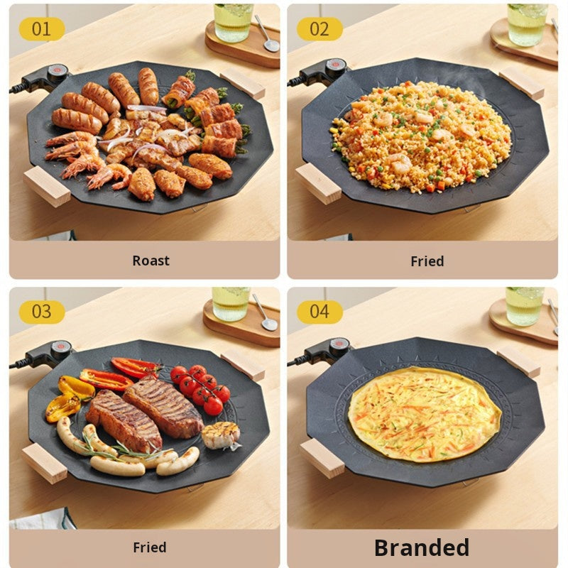 Dodecagon Electric Grill Pan Portable Outdoor Non-Stick Barbecue Cookware For Camping Picnic Smokeless Aluminum Alloy Skillet