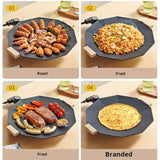 Dodecagon Electric Grill Pan Portable Outdoor Non-Stick Barbecue Cookware For Camping Picnic Smokeless Aluminum Alloy Skillet - Side View