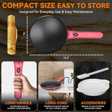 Electric Crepe Maker, 8-Inch Portable Nonstick Crepe Machine with Handle, Compact Household Pancake & Tortilla Maker for Eggs, Crepes, Blintzes, and Wraps - 45-Degree Angle