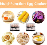 Smart Egg Cooker with Auto Shut, Multi-function Rapid Eggs Cooker Electric 6 Egg Capacity, Hard Boiled, Medium, Soft Boiled Egg Cooker with Knob Controled Auto Shut-Off Function - Rear View