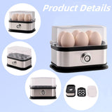 Smart Egg Cooker with Auto Shut, Multi-function Rapid Eggs Cooker Electric 6 Egg Capacity, Hard Boiled, Medium, Soft Boiled Egg Cooker with Knob Controled Auto Shut-Off Function - Side View