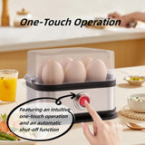 Smart Egg Cooker with Auto Shut, Multi-function Rapid Eggs Cooker Electric 6 Egg Capacity, Hard Boiled, Medium, Soft Boiled Egg Cooker with Knob Controled Auto Shut-Off Function - Top-Down View