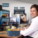 Electric Heated Lunch Box for Men/Women Home 80W Portable Food Warmer with 110V-250V Stainless Steel Leakproof Container for Work Travel Jobsite Camping Christmas White Elephant Gifts - Rear View