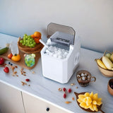 Ice Maker Countertop, Portable Ice Machine with Carry Handle, 26.5lbs Per Day, 9 Cubes in 6 Mins, Auto-Cleaning, with Basket and Scoop, for Home, Kitchen, Camping, RV - Front View