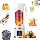 Digital Display Juicer-Smart LED Display, Diet-Friendly Portable Multimode Blender Personal Electric USB 500ML Portable juicer Shakes and Smoothies Blender Small Blenders Mixing,White - Low Angle