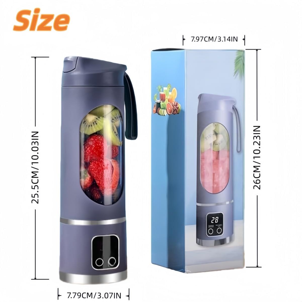 Digital Display Juicer-Smart LED Display, Diet-Friendly Portable Multimode Blender Personal Electric USB 500ML Portable juicer Shakes and Smoothies Blender Small Blenders Mixing,Green