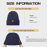 Unisex navy blue warm knitted winter hat, fleece lining, soft and warm, ski hat, narrow brim, suitable for cold weather. - Top-Down View