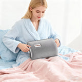 Hot Water Bottle with Rechargeable Plush Cover for Cramps Relief, Warm Heating Pad for Abdomen Back Foot, Soft Hand Warmer for Women Kids Home Office School Winter Reusable Heat Therapy Bag(green) - Front View