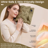 Rechargeable Hand Warmer Muff, USB Electric Heating Pad with Digital Display Temperature Control, 3 Heat Levels Portable Far Infrared Heated Cushion for Outdoor Winter Use Men Women(green) - Rear View