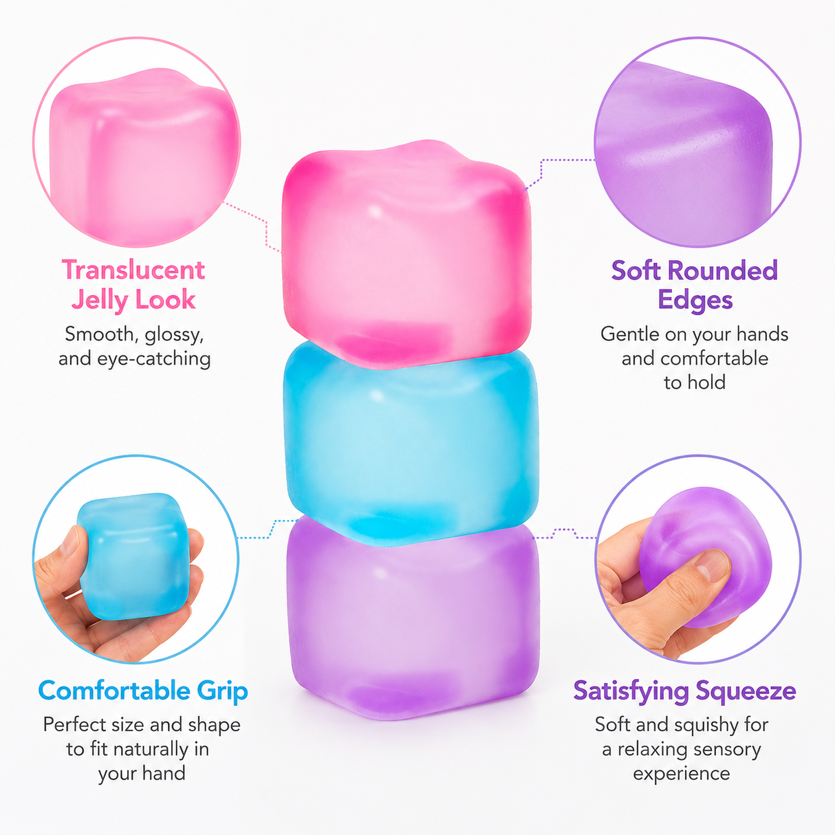 Orange Stress Cube Fidget Squishy Slow Rising Sensory Squeeze Ball, Relaxing Fidget Toy for Stress Relief Gifts