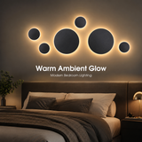 Magnetic Round Wall Lamp 30cm White, 17W Rechargeable LED Wall Sconce with Touch Control, 3-Color Light, Battery Powered Modern Disc Wall Light for Bedroom Hallway Living Room - Side View