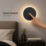 Magnetic Round Wall Lamp 30cm White, 17W Rechargeable LED Wall Sconce with Touch Control, 3-Color Light, Battery Powered Modern Disc Wall Light for Bedroom Hallway Living Room