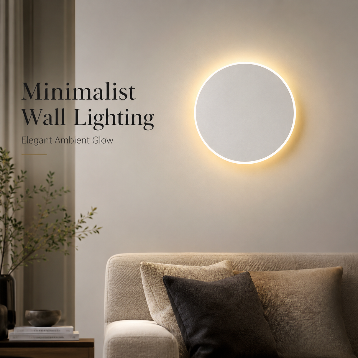 Magnetic Round Wall Lamp 30cm White, 17W Rechargeable LED Wall Sconce with Touch Control, 3-Color Light, Battery Powered Modern Disc Wall Light for Bedroom Hallway Living Room