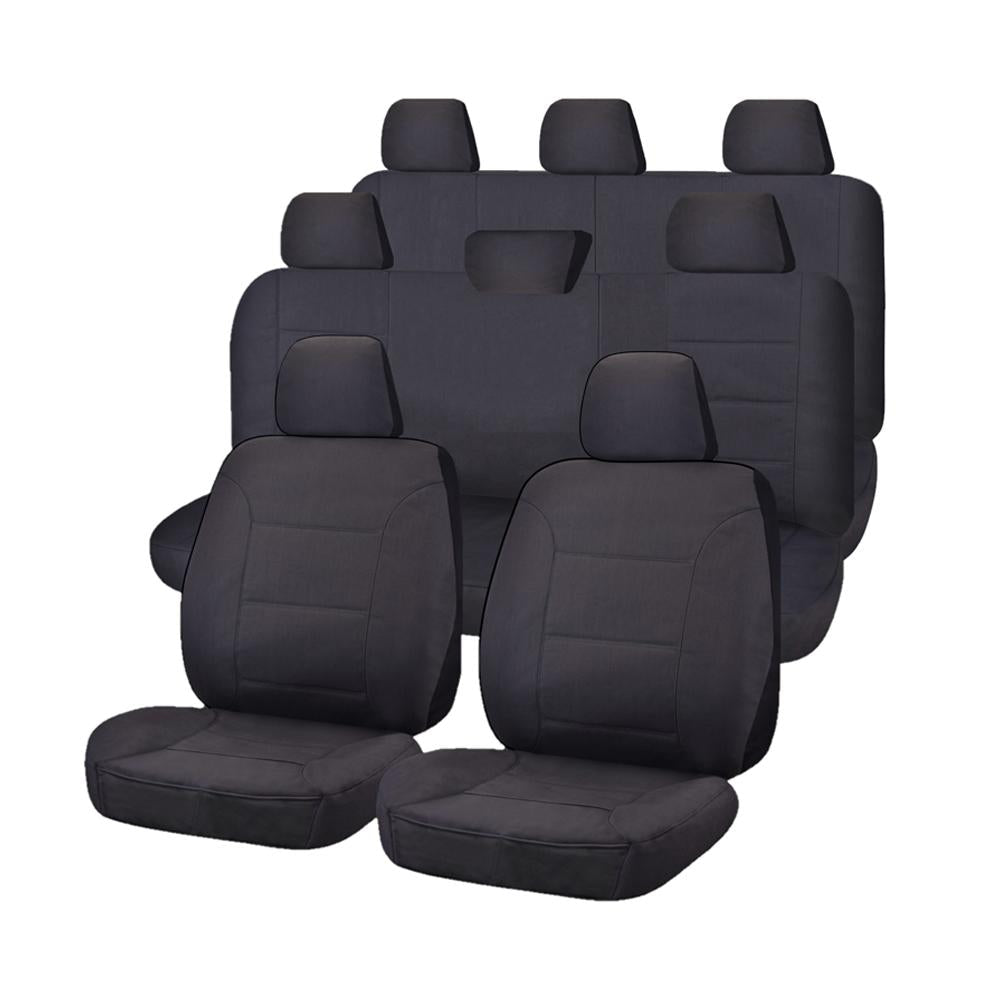 Custom-Fit Charcoal Seat Covers for 2008-2020 Toyota Landcruiser 200 Series GXL 60th Anniversary 8-Seater SUV/Wagon – All-Terrain Waterproof Canvas