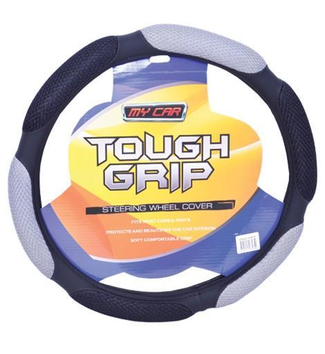 Ohio Steering Wheel Protector with Breathable Mesh and Plush Suede Grips - Black/Grey