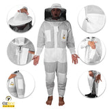 OZBee Premium Full Suit 3 Layer Mesh Ultra Cool Ventilated Round Head Beekeeping Protective Gear Size  5XL - Side View