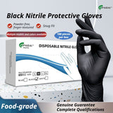 300Pcs Heavy-Duty Black Disposable Nitrile Gloves-Extra Large - Front View