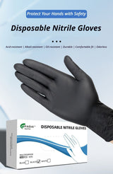 300Pcs Heavy-Duty Black Disposable Nitrile Gloves-Extra Large