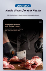 300Pcs Heavy-Duty Black Disposable Nitrile Gloves-Small