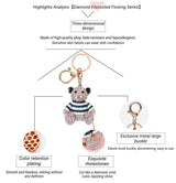 Red Stripe Crystal Bear Keychain Cute Alloy Keyring Gift 2-Pack