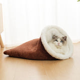 Warm Pet Bed for Cats and Dogs Upgraded Support Style Dark Brown