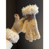 Women Winter Faux Mink Spliced Five-Finger Gloves Khaki